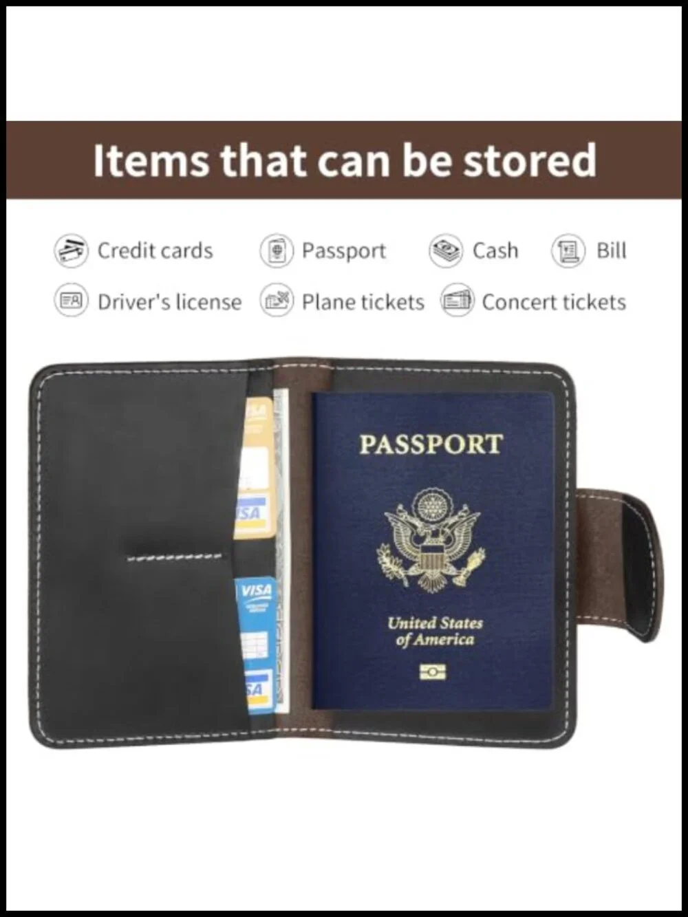 Genuine Leather Passport Holder for Men Travel Wallet with Card Slots